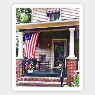 House with Betsy Ross Flag Sticker